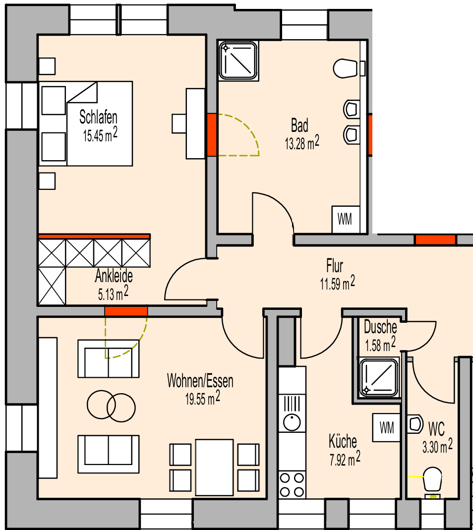 Neue renovierte stillvolle 2 Zimmer Wohnung - Zentral gelegen